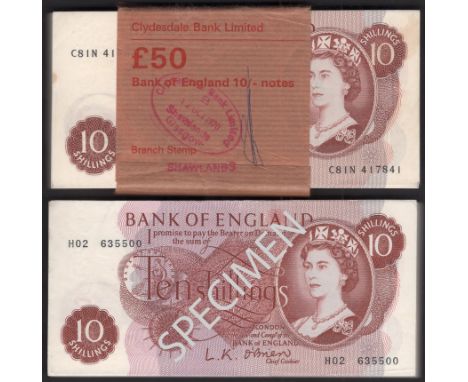 Bank of England, Leslie K. O’Brien, 10 Shillings (79), 12 October 1961, all prefix H02, mostly running numbers, along with Jo