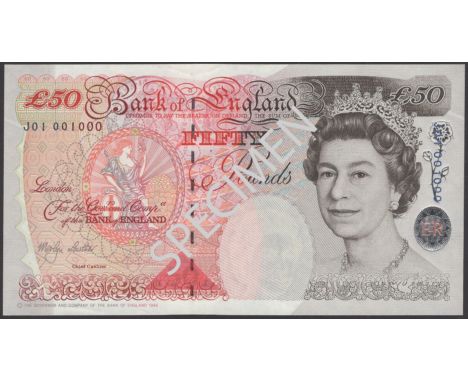 Bank of England, Merlyn V. Lowther, £50, 1999, serial number J01 001000, uncirculated and a great number on a first run EPM B