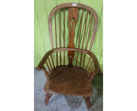 Ash stick back Windsor chair with crinoline under stretcher 