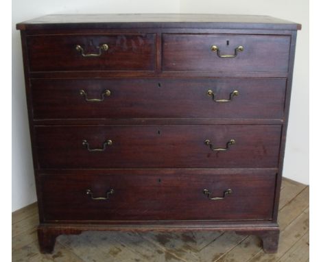19th C mahogany chest of two short above three long drawers on raised bracket feet (108cm x 51cm x 101cm)