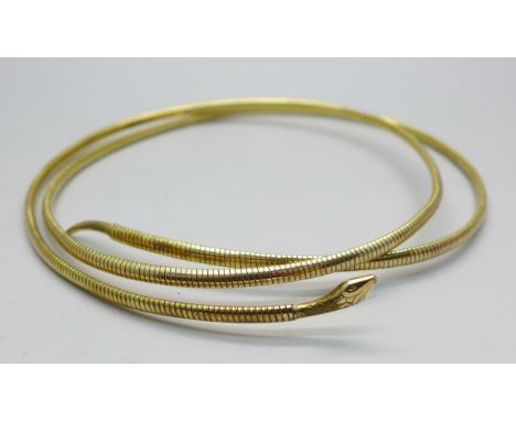 A vintage rolled gold snake collarette