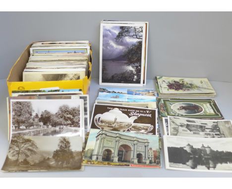 A box of postcards, vintage to modern 