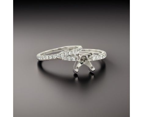 Maya Lianna .91 Cttw Diamond Bridal Set Semi Mount.        Maya Lianna Bridal Set Semi Mount Ring, 38 Round Diamond 0.91 cttw