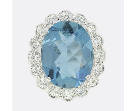 6.00 Carat Aquamarine and Diamond Cocktail Ring.                      Weight:Â&nbsp;8.0 grams Ring Size:Â&nbsp;M Face Dimensi