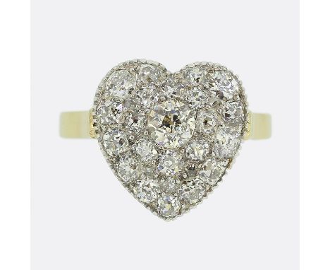 Vintage Old Cut Diamond Cluster Heart Ring Weight:Â&nbsp;2.9 grams Size:Â&nbsp;P (57) Band Width:Â&nbsp;2mm Face Dimensions:Â