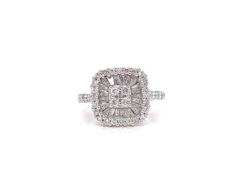 Odelia 1.33 Cttw Diamond Ring.             Odelia Ring, Mixed Cut Diamond 1.33 cttw, 14K White Gold 5.60g Ring Size : 6.00.