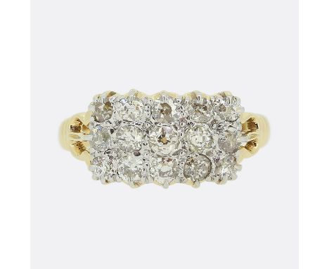 Edwardian Old Cut Diamond Three Row Ring Weight:Â&nbsp;5.1 grams Ring Size:Â&nbsp;S (60) Face Dimensions:Â&nbsp;15.5mm x 10mm