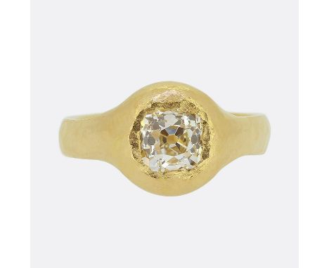 Vintage 1.16 Old Cushion Cut Diamond Hammered Ring Weight:Â&nbsp;10.3 grams Size:Â&nbsp;M (53) Diamond Weight:Â&nbsp;Approx. 