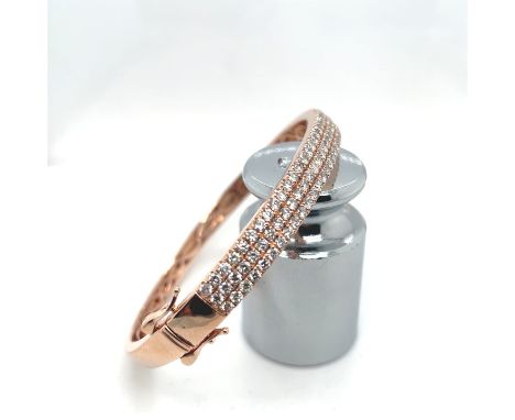 Rose Gold 3.05 Cttw Diamond Bangle.                    Bangle, 111 Round Diamond 3.05 cttw, 14K Rose Gold 17.13g