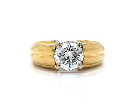 MAYORS 18K Yellow Gold GIA Certified 1.52 Ct. Diamond Ring Weighing 8.7 grams Set with a 1.52 Ct. GIA Certified Diamond I Col