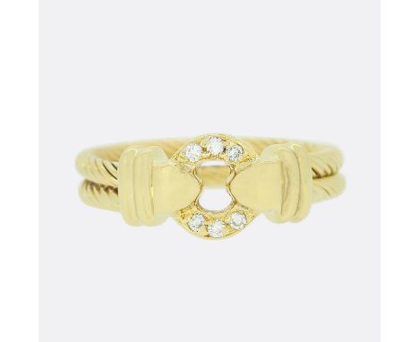 Diamond Rope Double Band Ring.      Weight:Â&nbsp;6.4 grams Size:Â&nbsp;N Total Diamond Carat Weight:Â&nbsp;Approx. 0.06 cara