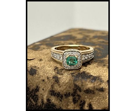 Vintage 14K Yellow Gold Emerald &amp; Diamond Ring, Engagement Ring.        Metal: 14K Yellow Gold  Weight: 3.3 grams  Emeral