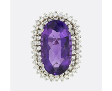 Amethyst and Diamond Cocktail Ring.                       Weight:Â&nbsp;17.6 grams Ring Size:Â&nbsp;K 1/2 (51) Face Dimension