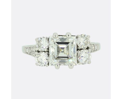 Art Deco 2.14 Carat Carre Cut Diamond Ring           Weight:Â&nbsp;4.6 grams Size:Â&nbsp;O (55) Band Width:Â&nbsp;2mm Face Di