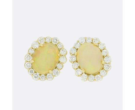 Opal and Diamond Cluster Stud Earrings.                    Total Weight:Â&nbsp;4.2 grams Dimensions:Â&nbsp;13.5mm x 11mm x 5m