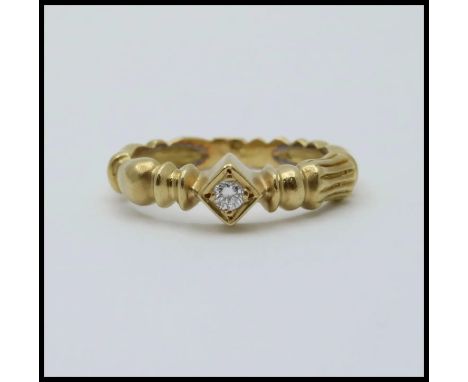 Vintage 18K Yellow Gold Bohemian Style Diamond Band.                      Metal: 18K Yellow Gold Weight: 3.8 grams Diamond: A