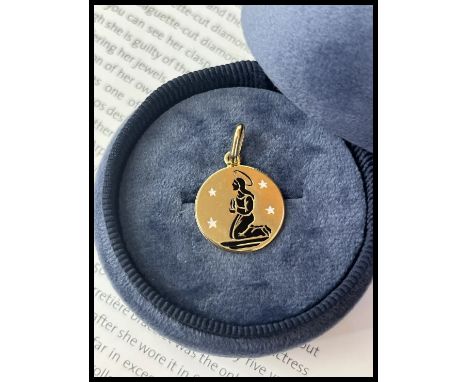Vintage 14K Yellow Gold Zodiac Virgo Enamel Charm Pendant.                   Metal: 14 Yellow Gold (acid tested) Weight: 2.5 
