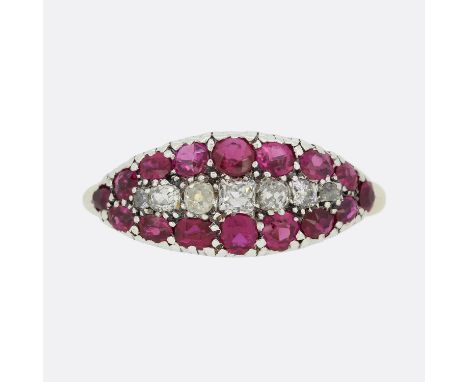 Victorian Ruby and Diamond Three Row Band.                     Weight:Â&nbsp;3.4 grams UK Ring Size:Â&nbsp;M Band Width:Â&nbs