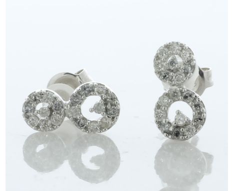 These adorable yet classy 18ct white gold drop earrings have an diamond set open halo connected to a larger diamond set open 