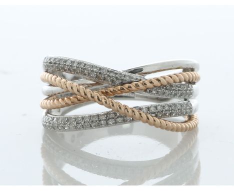This unique multi-band diamond ring has two 10ct white gold semi set bands of diamond and two 10ct rose gold twisted rope ban