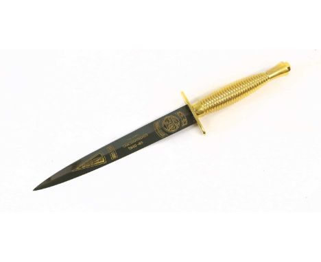 A Third Pattern Fighting Knife Commemorating the Army Commandos 1940-45, the 17.5cm blued steel machine forged blade etched a