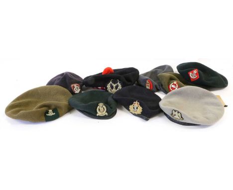 A Gordon Highlanders Black Wool Tam o'Shanter, with diced band and white metal badge; eight Various British Post-1953 Wool Be
