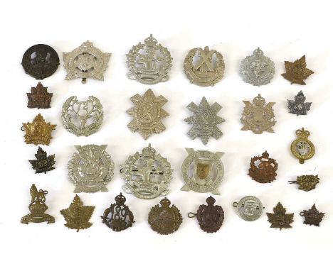 A Collection of Twenty Eight Canadian Cap, Collar and Glengarry Badges, including three First World War Expeditionary Forces 