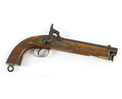A 19th Century East India Company 12 Bore Percussion Service Pistol, with 20cm round barrel stamped IOL to the left side, the
