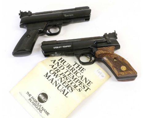 PURCHASER MUST BE 18 YEARS OF AGE OR OVERTwo Webley Tempest .22 Calibre Air Pistols, no visible numbers, one with black gloss