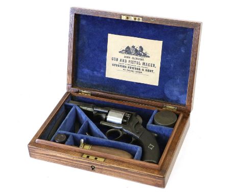 A Bentley Type 120 Bore Five Shot Percussion Revolver, with blued finish, the 9cm octagonal steel barrel and cylinder with Bi