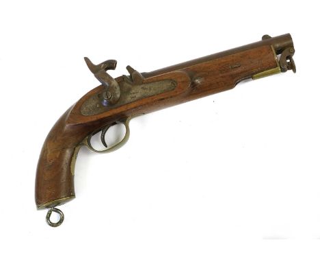 A 19th Century East India Company 12 Bore Percussion Service Pistol, with 20cm round barrel, the lock plate stamped with a cr