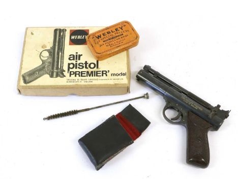 PURCHASER MUST BE 18 YEARS OF AGE OR OVERA Webley Premier .22 Calibre Air Pistol, batch number 140, code letter F, with blued