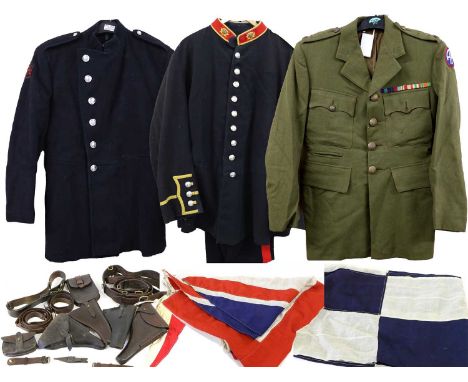 A Second World War Officer's No.2 Dress Tunic, with brass buttons to the Royal Army Ordnance Corps and medal ribbon bar; a Po