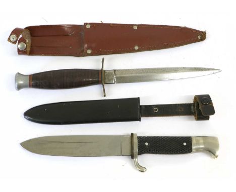 A Copy of a Second World War HJ Knife, the blade etched Blut und Ehre!, with RZM M7/2, 1937, the nickel hilt with chequered b