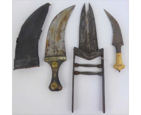 A 19th Century Indian Steel Scissor Katar, the 19.5cm hinged outer blades enclosing a further blade released by squeezing the