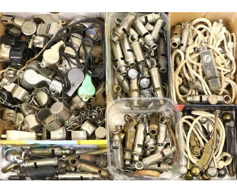 A Large Collection of 20th Century Whistles, including Acme Thunderer, Acme ARP, Hudson military issue, Acme Scouts and Girl 