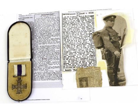 A First World War Military Cross, awarded to Second Lieutenant William Gilbert Dyer of the Durham Light Infantry, in case of 