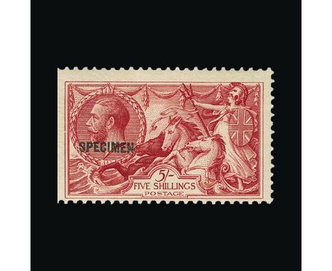 Bradbury Wilkinson Collection : GREAT BRITAIN 1918-19 Seahorses 5s. With 'SPECIMEN' type 32 overprint, fine mint, cernered to