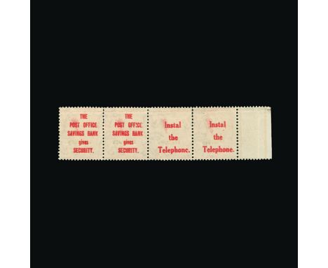 Great Britain - KGV : (SG (357s)) 1912 1d scarlet, marginal horizontal strip of 4, each ovptd. SPECIMEN Type 23, and with 192