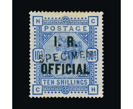 Great Britain - Officials : (SG O10) 1884-88 INLAND REVENUE 10s ultramarine, CH, ovptd. SPECIMEN Type 11, toned perfs and sma
