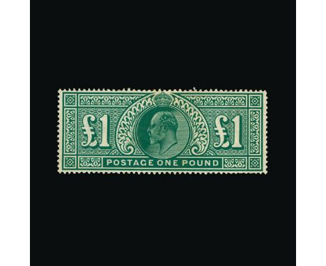 Great Britain - KEVII : (SG 320) 1911-13 SH £1 deep green, well centred, yellowed gum, h/r, m.m. Cat £2000 (image available)
