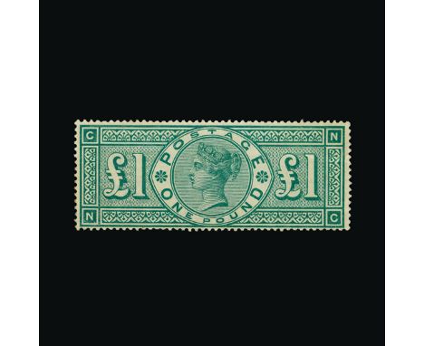 Great Britain - QV (surface printed) : (SG 212) 1891 £1 green, NC, centred to SW, light horizontal gum crease at top, o/wise 