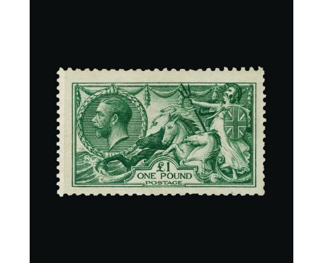 Great Britain - KGV : (SG 404) 1913 Waterlow £1 blue-green, centred to SE, light vertical gum crease visible on reverse only,