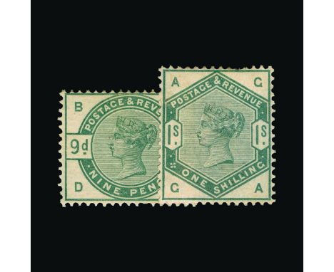 Great Britain - QV (surface printed) : (SG 187-96) 1883-84 lilac and green set complete to 1s (expertised Senf), top two valu