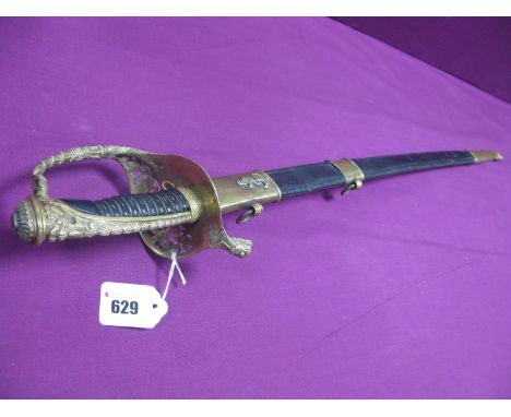 A Reproduction Mid XIX Century French Naval Officers Sword, model of 1837 made at Klingenthal (engraved on back edge of blade