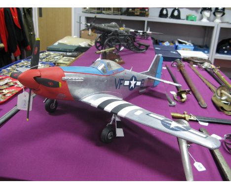 A 1/18th? Scale Balsa Wood Model of an American P51 Mustang, made up, no engine.