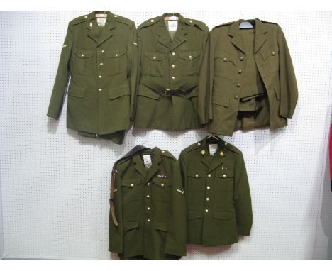 An ER II Captain's Tunic and Trousers, Sherwood Foresters/Army Cadet Force and leather Sam Browne; ER II Private's No. 2 jack