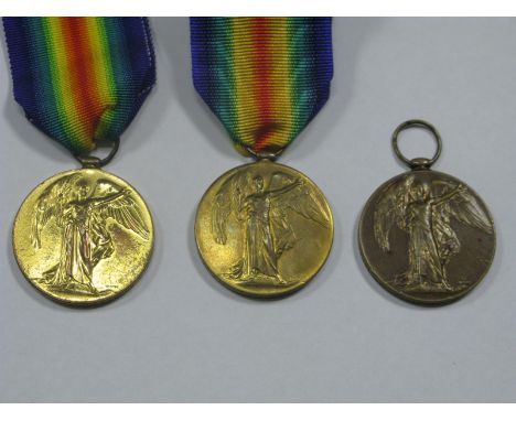 A WWI Trio of Victory Medals, to 26034 Private J. Parsons, Yorkshire Light Infantry 4076, Private J.W. Gade Lincolnshire Regi