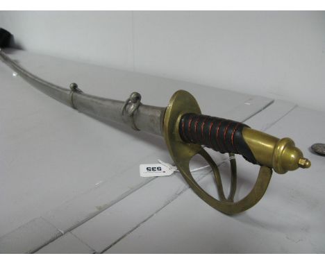 Reproduction U.S. 1840 Cavalry Sabre, (called "The Wrist Breaker"), very good condition, in scabbard.