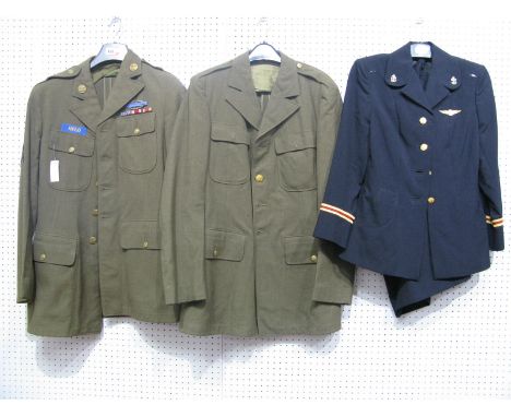 Late XX Century United States Navy Female Officer's Tunic and Skirt, with one rank epaulette; late XX Century U.S. Army jacke